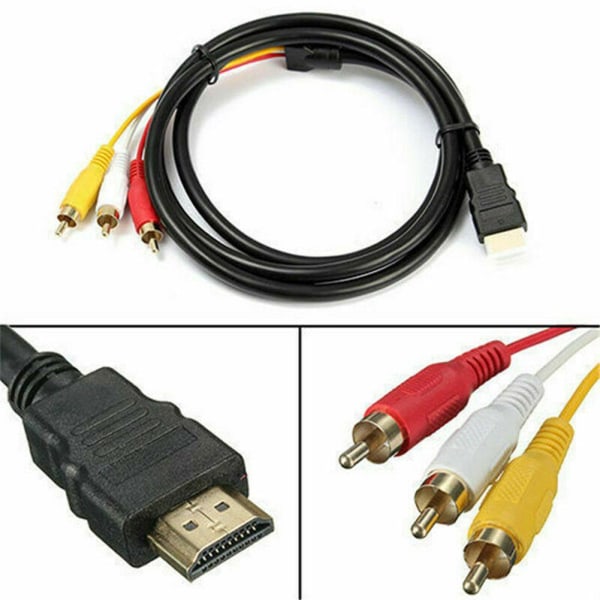 HDMI-hane till 3RCA AV-komposit hane M/M-adapterkabel