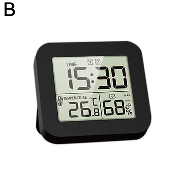 Digital duschtimer med alarm, termometer och hygrometer - väggklocka Black 1pcs