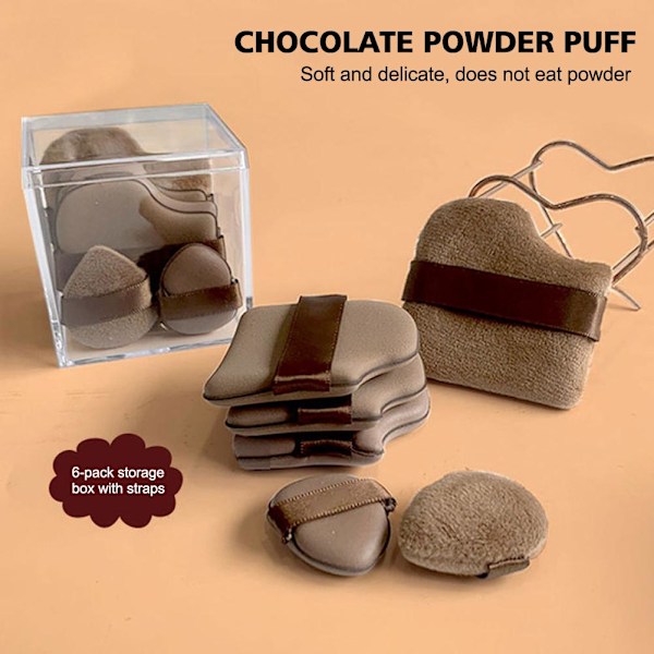 Puderpuff Choklad Puderpuff Kudde Flockig Löspuder  double leather thumb puff 1pc