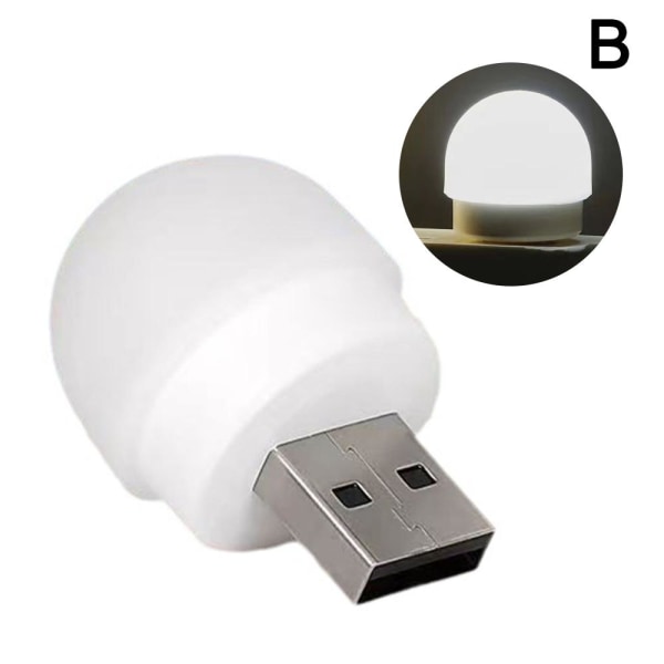 Mini LED Nattlampa Power Bank Laddbok Lampor USB kontakt La white light one-size