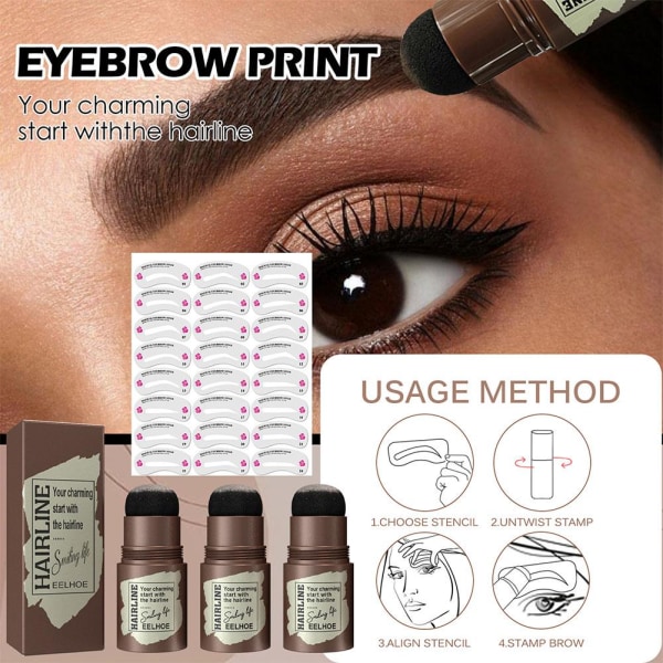 EELHOE Eyebrow Powder Set Reparerar Hårlinje Print Naturligt gray black 1pcs