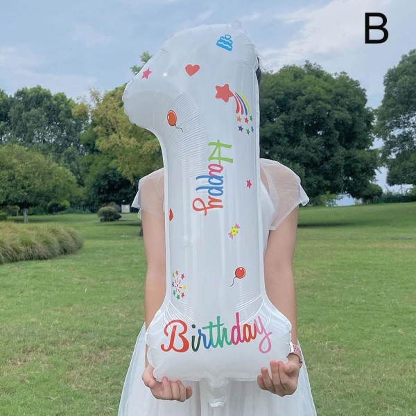 32 tum DIY vit digital ballong för barns födelsedagsfest Ro 1 1pc