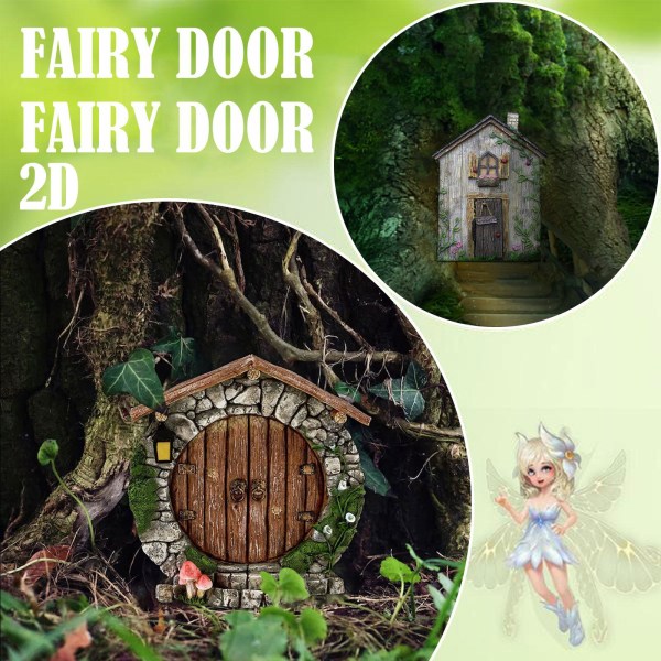 pulunto Miniatyr Fairy Gnome Dörrfigurer Fairy Garden Door A D One-size