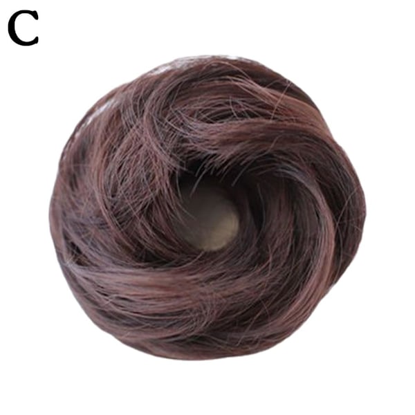 Hårbulle för kvinnor Syntetiskt hår Lockigt Rakt Slarvigt Hårbulle Scrunchies Natural Black straight hair