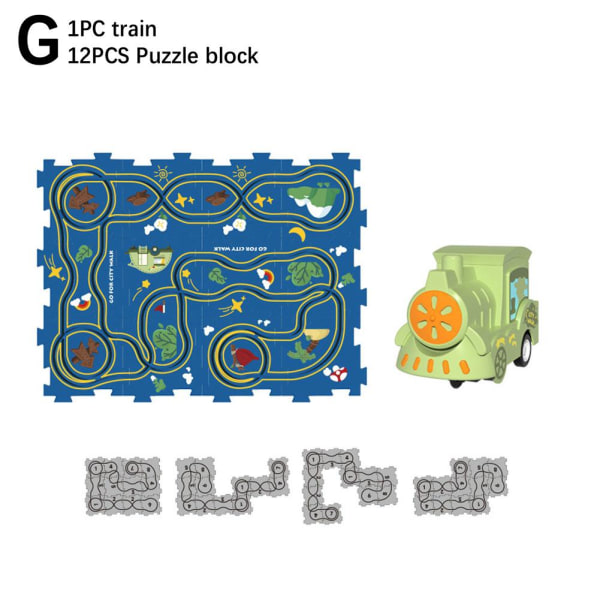 Tekniska pussel Set Barnfordon Toy Educat 1PC train 12PCS Puzzle block