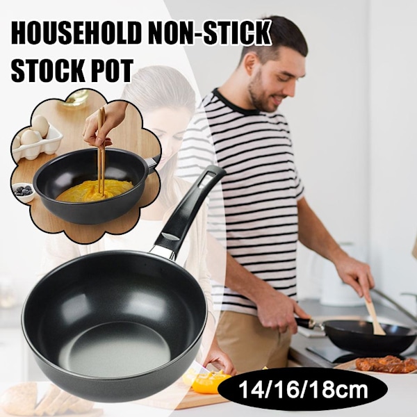 Icke-klibbig Stock Pot Mini Induktionshäll Icke-klibbig Gryta Hushåll blackC 18 cm