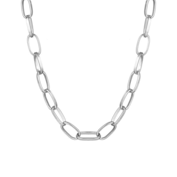 Gem Chunky Thick Link Chain Halsband Choker Guld Silver P silver One-size