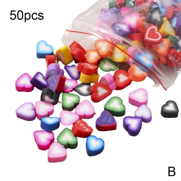 50st Frukter Polymer Lera Spacer Beads Mixed Fruit Charm Soft Be heart 50pcs