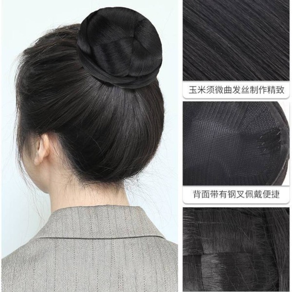 Flätad hårbulle för brudförlängningsklämma i Chignon Retro Hai  2# 12cm