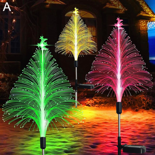 Solar Christmas Tree Lights Outdoor, 7 färgskiftande Solar Flowe blackA A