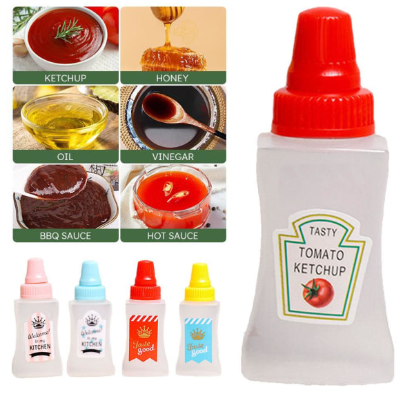 2/4 st mini ketchupflaskor, bärbar 25 ml kryddflaska 4 Colors. 4pcs