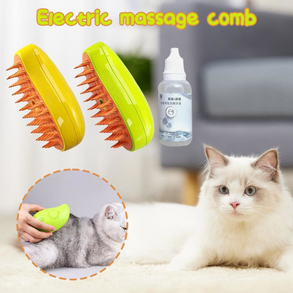 Steamy Cat Brush , 3 In1 Cat Steamy Brush, Självrengörande Steam C