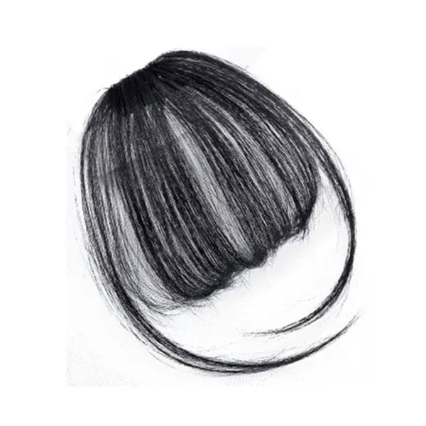 Kvinnor Thin Air Fringe Bangs False Fake Hair Extension Clip on Fr black Without sideburns