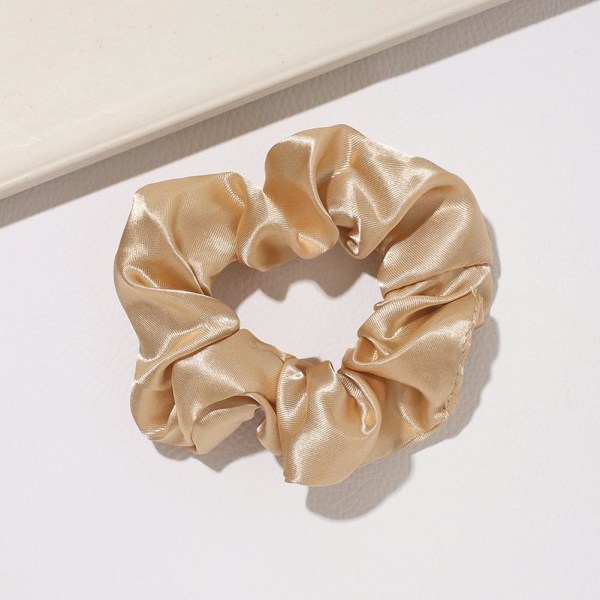 Kvinnor Satin Silk Hår Tie Elastiska Scrunchies Hästsvans Hållare Hai beige one-size