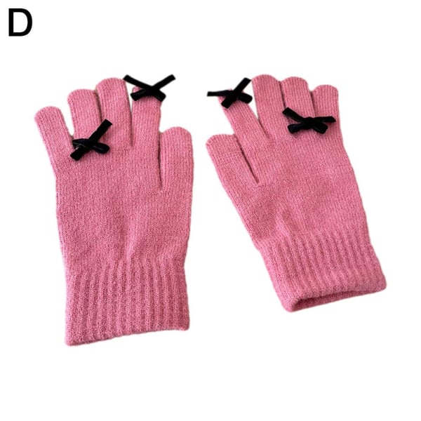 WSRRDRECVHi Sweet Knitted Mittens Rosetthandskar för kvinnor, dam vinner pink one-size