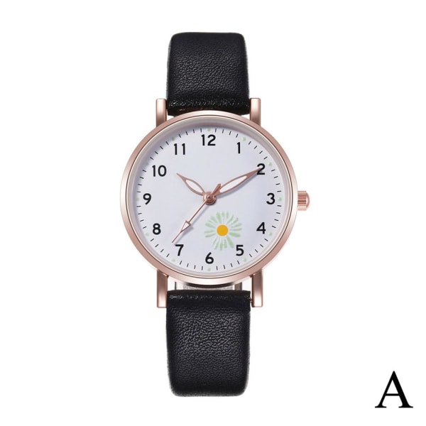 Koreanskt mode lysande watch Enkelt läderbälte Damkvarts Black One size