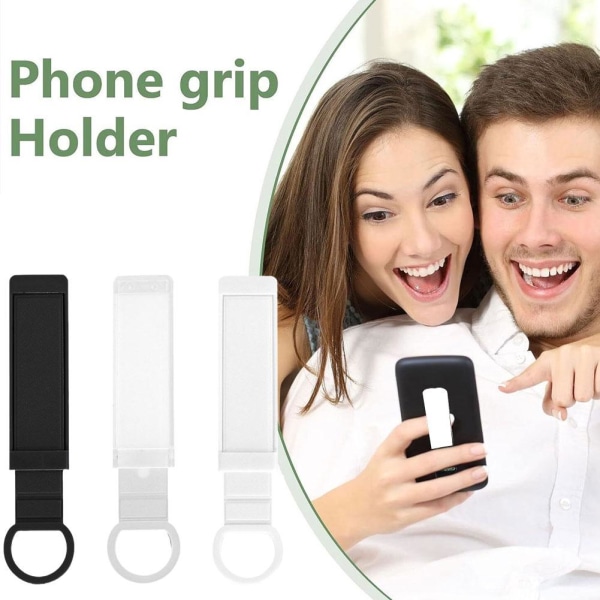 Mobiltelefon Fingergrepp Sling Elastiskt bandhållare Selfie Strap Ta black 1pcs