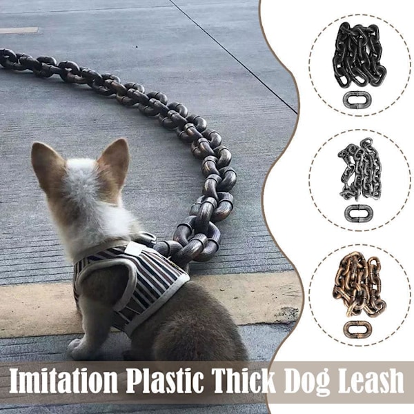 Imitation Plast Stor Järnkedja Tjock Hundkoppel Hundpromenad S Black L