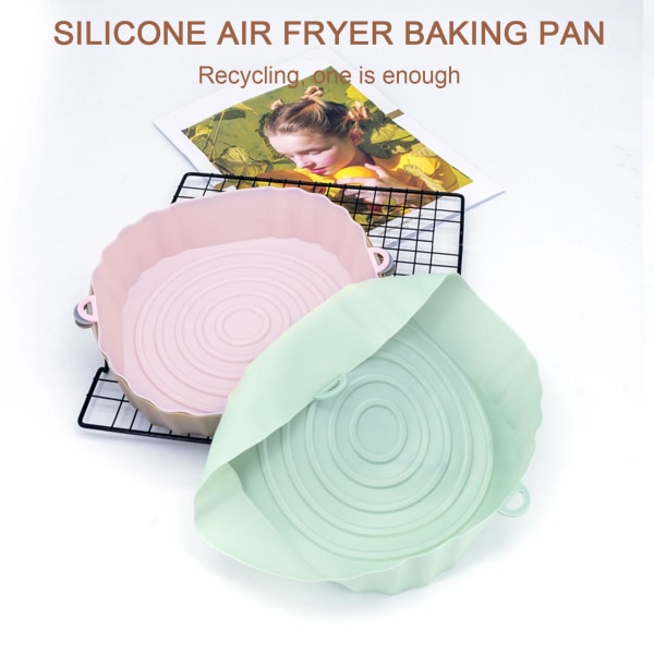 Air Fryer Pad Grill Pan Fack Multifunktionell silikon Återanvändbar B Light green One-size