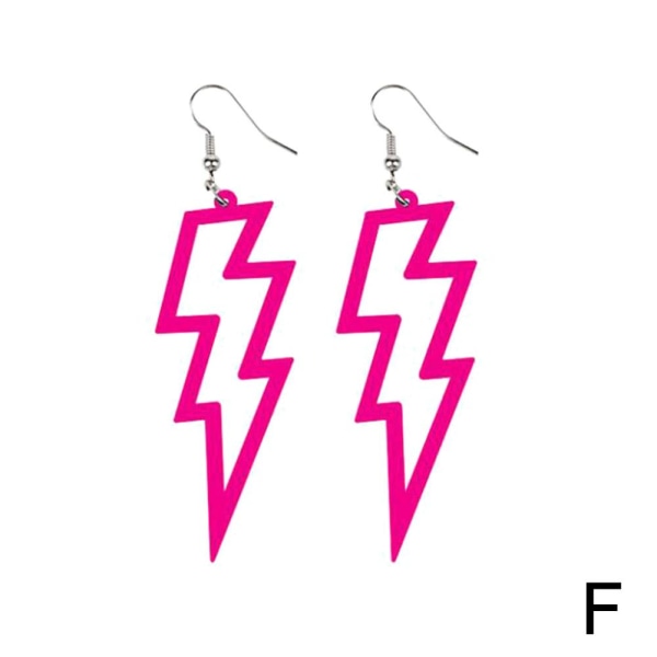 Flash Örhängen Funky Kitsch 80-90-tal Punk Rock Bolt retro firande Pink One size