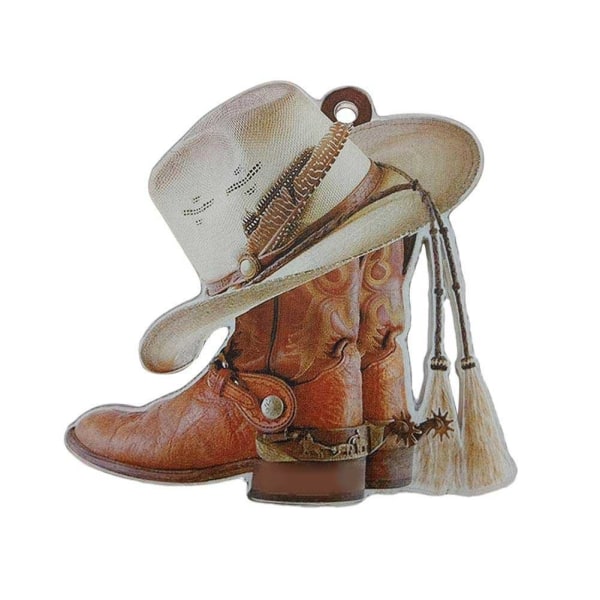 Stövlar och hatt Cowboy & Cowgirl platt bilprydnad i akryl 2023 T brown One-size