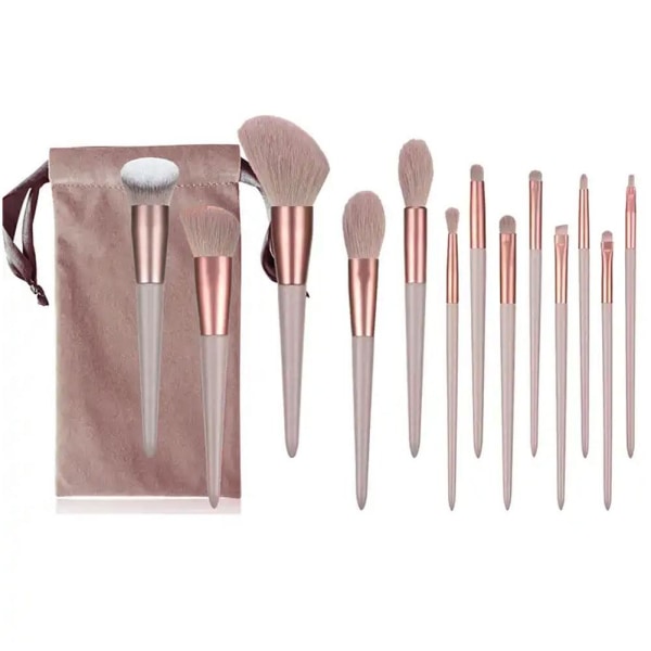 13ST Makeup Brushes Set Soft Shadow Contouring Brush Loose Powd Milk tea color 13pcs