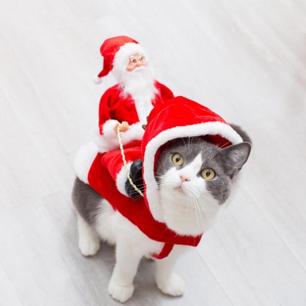 Ny sällskapshund katt valp kostym jul jul jultomten ridning A XXL