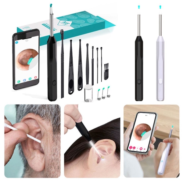 Smart Ear Wax Removal Cleaner Wireless Visual Endoscope Otoscope white suit suit