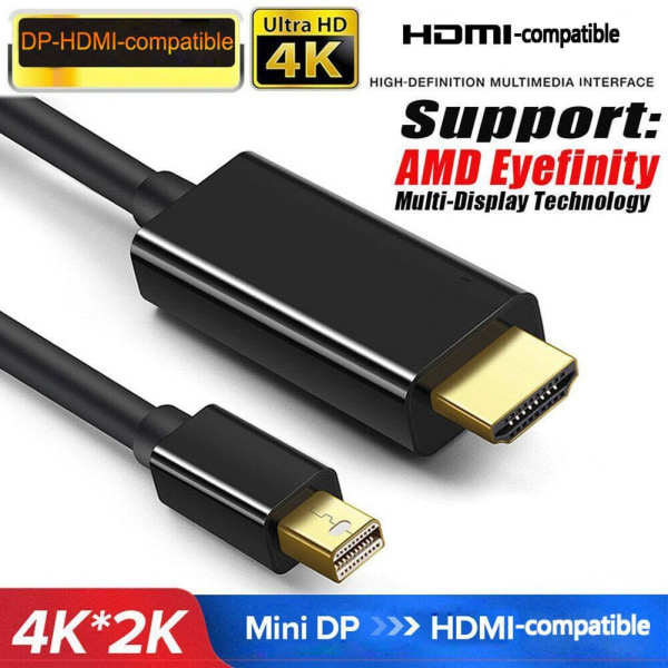 1,8M Mini DP Display Port Thunderbolt 2 till HDMI-kabeladapter white 1.8m