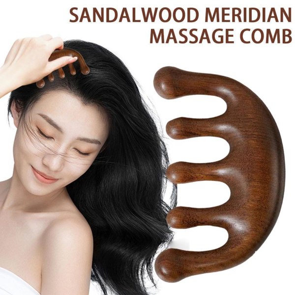 Sandelträ Massage Kam Huvud Meridian Massage Kam Scalp Scrapin