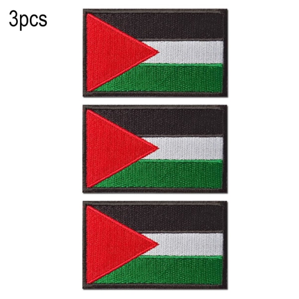 3X Palestine Broderad Flag Patch Strykjärn/Sy On Clothes Palestin