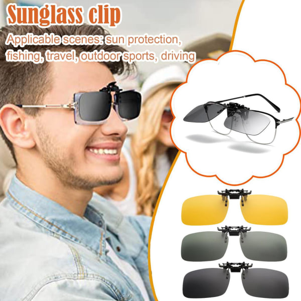 Unisex solglasögon Clip On Flip Up Driving Glasses Sun Mens Wom gray One-size