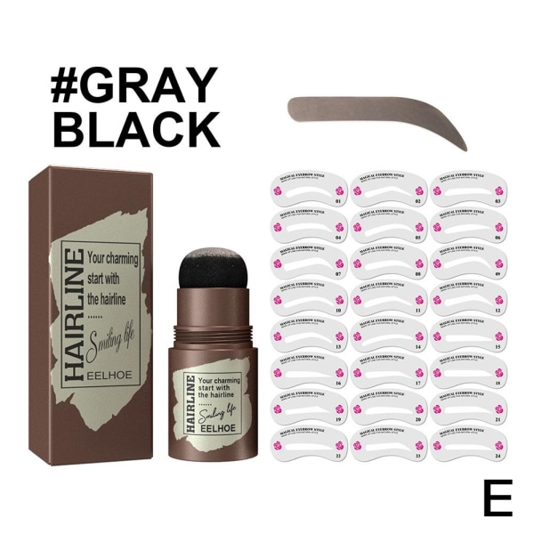 EELHOE Eyebrow Powder Set Reparerar Hårlinje Print Naturligt gray black set