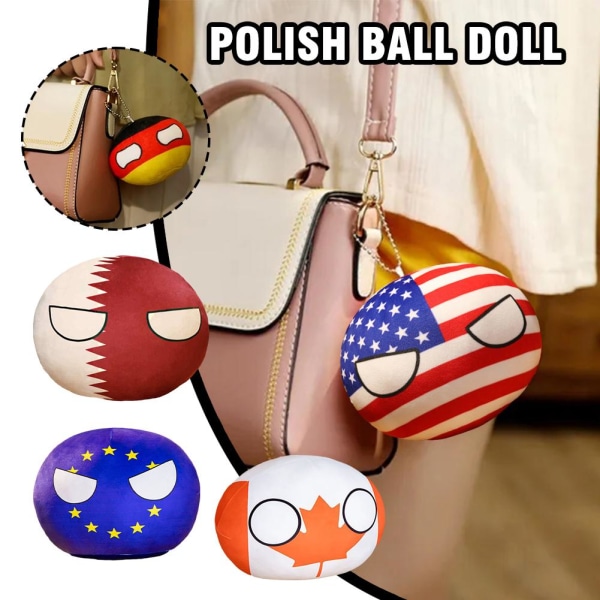 Polandball Plyschdocka Countryball USA FRANKRIKE UK TYSKLAND Hängsmycke C ONE SIZE