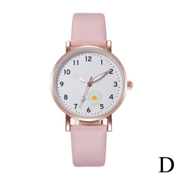 Koreanskt mode lysande watch Enkelt läderbälte Damkvarts Pink One size