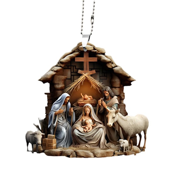 Julkrubba Ornament, Akryl 2D Jesu Födelse Style 2 1pcs