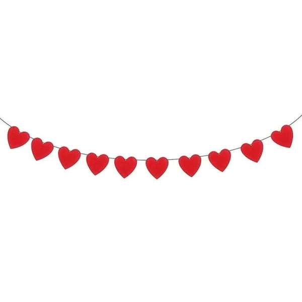 Glad Alla hjärtans dag Bunting Red Love Heart Flagga för bröllop De style 4 One-size