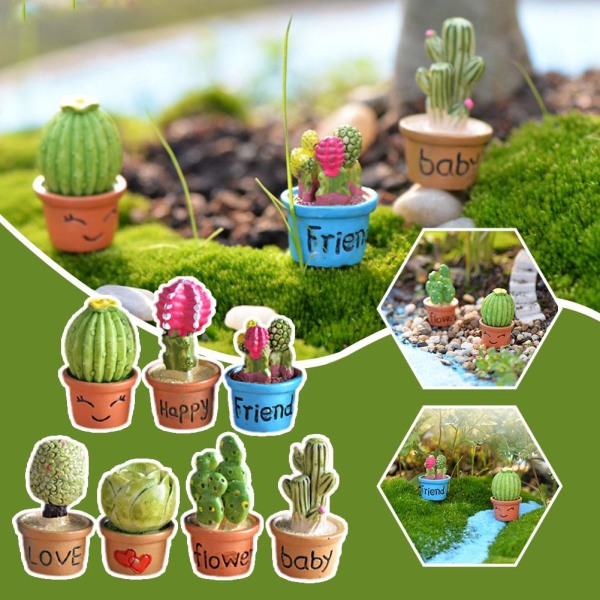 Små suckulenter Kaktusfigurer Fairy Garden Accessoarer Miniat D 1pc