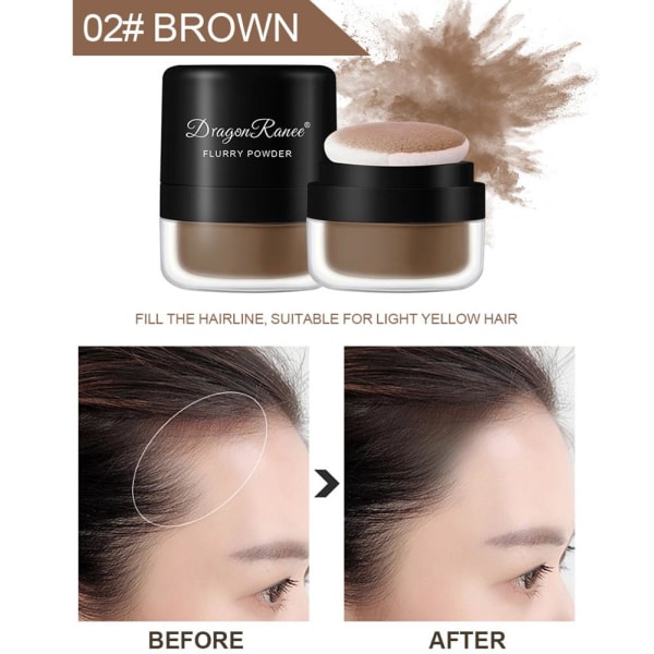 1 st volymgivande hårlinjereparationsfyllningspulver med Puff Fluffy T dark brown 3.5g