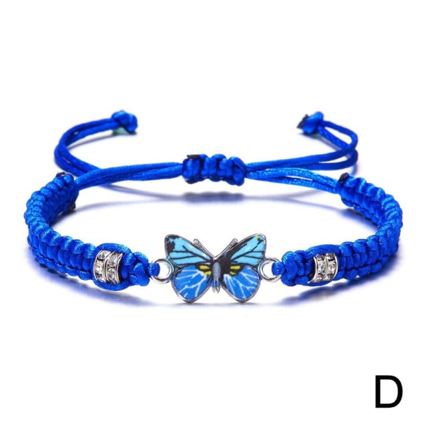 Fashion Butterfly Flower Armband Sweet Justerbar Kedjefläta B Blue One size