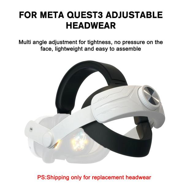 För Meta Quest 3 Head Strap Bekväm sponge Headwear Justerab black 8000mah