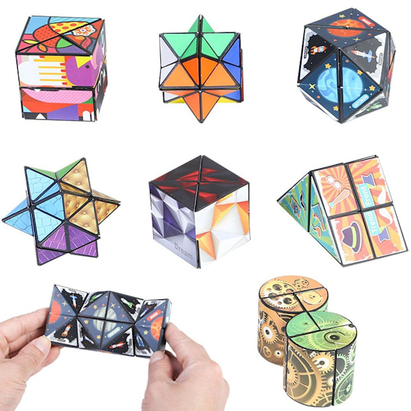 3D-Formbyteande Box Anti-stress Hand Flip Magic Cube Pussel To normal One size