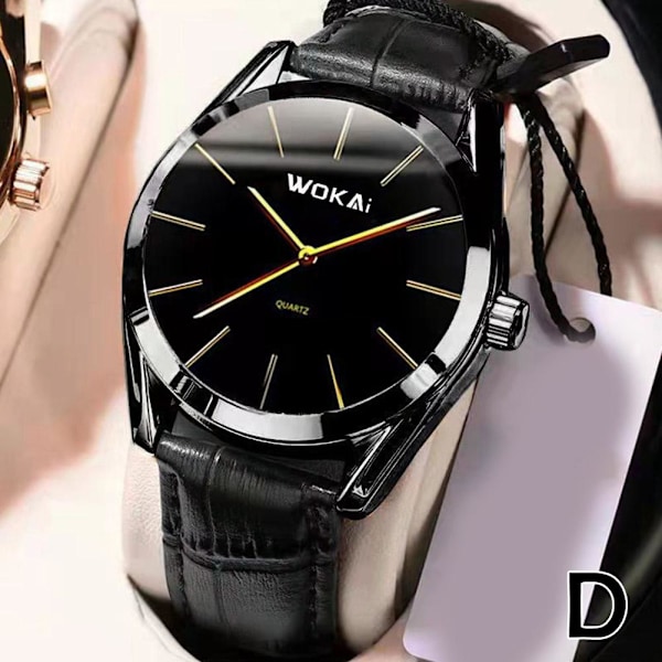 Wokai Herrar Business Lyx Bälte Klocka Sport Analog Kvarts Klocka Golden Black