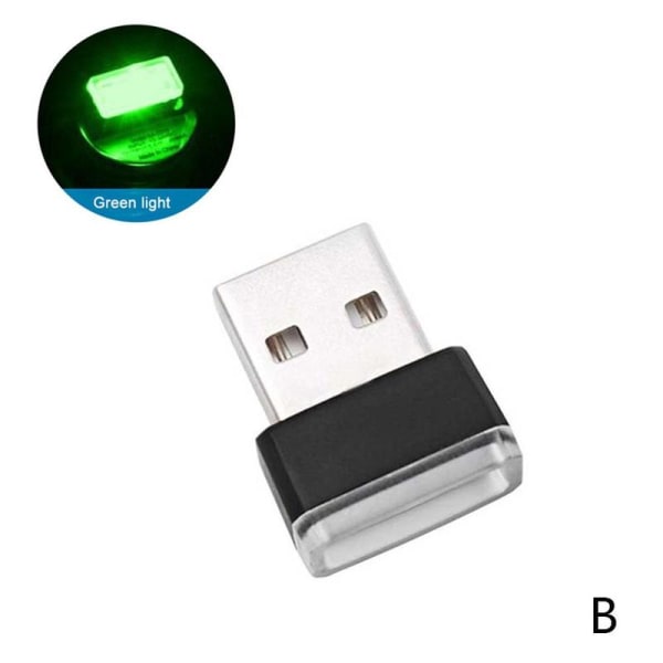 Mini USB LED-bilinredningsljus Neon Atmosphere Ambient-tillbehör green one-size