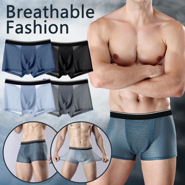 4-PACK för män Bamboo Wear Underkläder Shorts Ice Silk Mesh Boxer mix colorL L