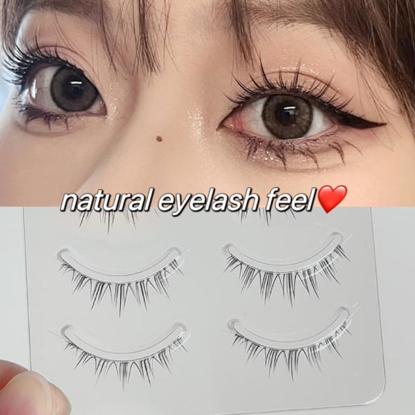 Super Naturliga Mjuka 3D-Falska Ögonfransar med Transparent Terrier 5 small flame under eyelashes 5 pairs