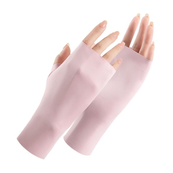 Kvinnor Fingerless Gloves Sommar UV-skyddshandskar Ice Silk Su beige one size