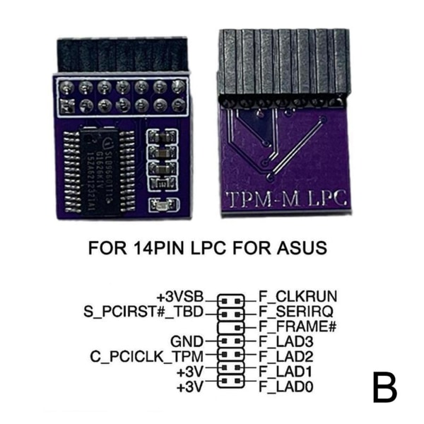 Tpm2.0 Säkerhetsmodul Stödjer Multi-märkes Moderkort 18 14 2 black 14pin LPC for asus