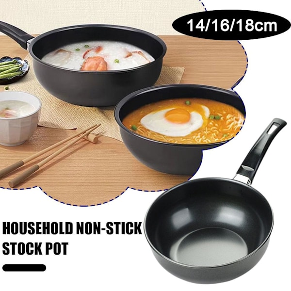 Icke-klibbig Stock Pot Mini Induktionshäll Icke-klibbig Gryta Hushåll blackB 16 cm