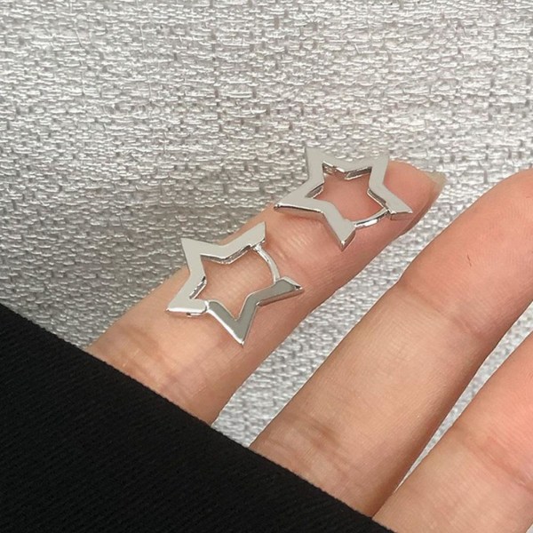 Silver-/guldpläterade Bold Star Hoops Örhängen för kvinnor\ Gold One size